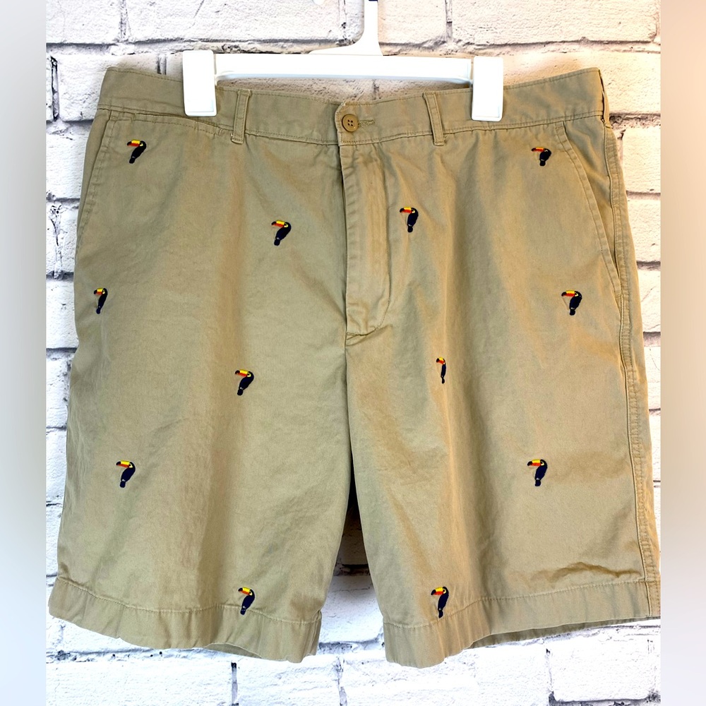 Daniel Cremieux Tan Embroidered Critter Shorts With Toucan Birds Size 38